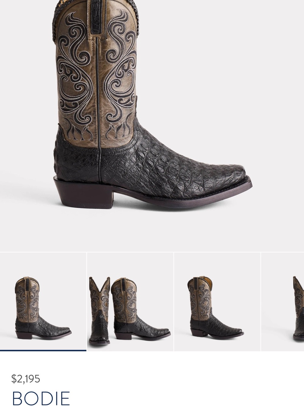 Lucchese Black & Tan Exotic Leather Western Boots